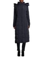 Calvin Klein Hooded Maxi Coat With Faux Fur Trim