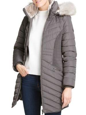 Dkny Faux-fur Hooded Puffer Jacket