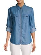 Michael Michael Kors Zip Front Chambray Top