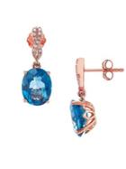 Lord & Taylor Diamond, Blue Topaz And 14k Rose Gold Stud Earrings