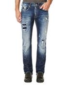 Buffalo David Bitton Distressed And Whiskered Straight-leg Jeans