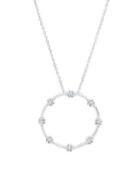 Crislu Ellipse Crystal, Sterling Silver And Pure Platinum Open Circle Pendant Necklace
