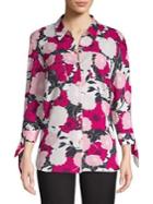 Jones New York Floral-print Button-down Shirt