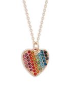 Design Lab Rainbow-stone Heart Pendant Necklace
