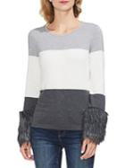 Vince Camuto Estate Jewels Heathered Faux Fur Sweater