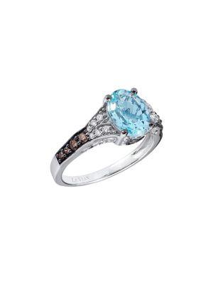 Le Vian Sea Blue Aquamarine And 14k Vanilla Gold Solitaire Ring