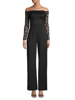 Quiz Off-the-shoulder Lace Sleeve Jumpsuit