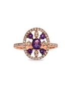 Marco Moore 14k Rose Gold, Diamond And Amethyst Oval Ring