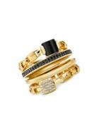 Michael Kors Frozen Link 14k Goldplated Multi-stone Stackable Ring