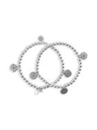 Lucky Brand 2-piece Silvertone Point Beaded Bracelet Set