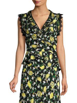 Diane Von Furstenberg Peona Print Peplum Wrap Top