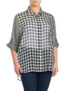 Calvin Klein Plus Sheer Checkered Blouse