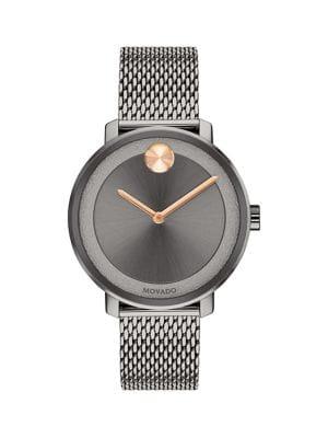 Movado Bold Ionic-plated Grey Stainless Steel Mesh Bracelet Watch