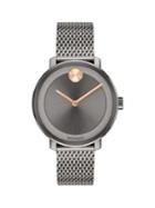 Movado Bold Ionic-plated Grey Stainless Steel Mesh Bracelet Watch