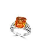 Effy 925 Diamond, Citrine, 18k Yellow Gold And Sterling Silver Ring