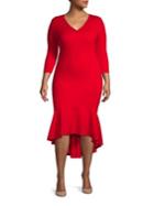 Quiz Plus High-low Ruffle Sheath Dress
