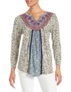 Lucky Brand Embroidered Bib Top