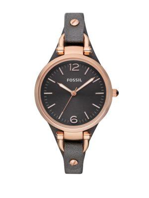 Fossil Georgia Black Leather Watch