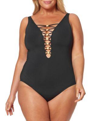 Bleu By Rod Beattie Plus Crisscross One-piece Swimsuit