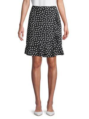 Karl Lagerfeld Paris Polka Dot Faux Wrap Skirt