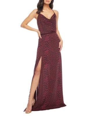 Dress The Population Cheyenne Cowl Halter Maxi Dress