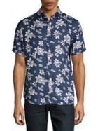 Black Brown Floral Printed Linen Shirt
