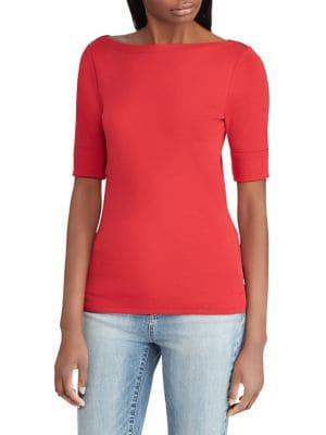 Lauren Ralph Lauren Petite Boatneck Stretch-cotton Top