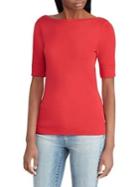 Lauren Ralph Lauren Petite Boatneck Stretch-cotton Top