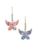 Betsey Johnson Blooming Colorful Crystal Butterfly Drop Earrings