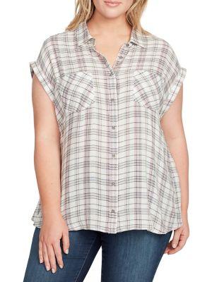 William Rast Plus Kinsley Woven Tied-back Top