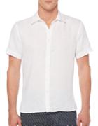 Perry Ellis Solid Linen Short Sleeve Shirt