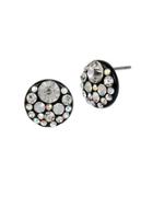 Betsey Johnson Faceted Stone Round Disc Stud Earrings