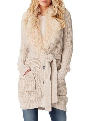 Jessica Simpson Annie Faux Fur Knit Cardigan