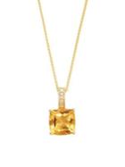 Lord & Taylor 14k Yellow Gold Diamond And Citrine Square Pendant Necklace