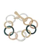 Robert Lee Morris Collection Hearts Tri-tone Circle Link Bracelet