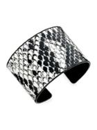 Noir Snakeskin-printed Open Cuff Bracelet