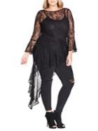 City Chic Plus Lace High-low Tunic