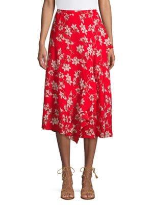 Calvin Klein Ruffle-trimmed Asymmetrical Skirt