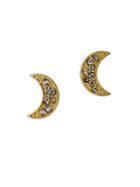 Pilgrim Czech Crystal Studded Crescent Moon Stud Earrings