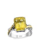 Effy 925 Sterling Silver, 18k Yellow Gold & Lemon Quartz Ring