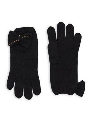 Portolano Studded Bow Knit Gloves