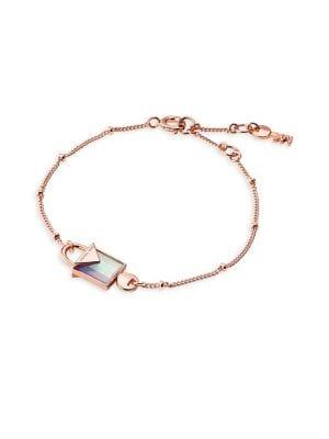 Michael Kors Mother-of-pearl And Sterling Silver Mercer Padlock Bracelet