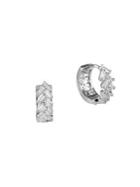 Cz By Kenneth Jay Lane Rhodium-plated And Cubic Zirconia Baguette Chevron Huggie Hoop Earrings