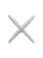 Lord & Taylor Crisscross Sterling Silver & Crystal Eternity Band Ring