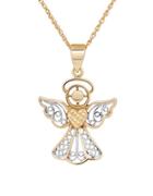 Lord & Taylor 14k Gold And Sterling Silver Angel Pendant Necklace