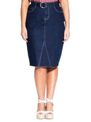 City Chic Plus Midi Split Denim Skirt