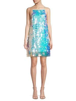 Aidan By Aidan Mattox Large Pailette Halter Shift Dress
