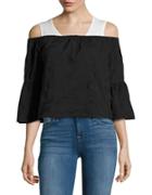 Buffalo David Bitton Embroidered Off-the-shoulder Top