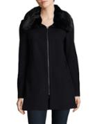 Michael Michael Kors Wool-blend A-line Coat With Faux Fur Trim