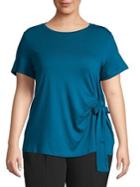 Lord & Taylor Plus Asymmetrical Tied Flutter Tee